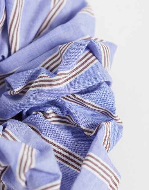 ARKET hair scrunchie with white stripe in medium blue, 3 of 3