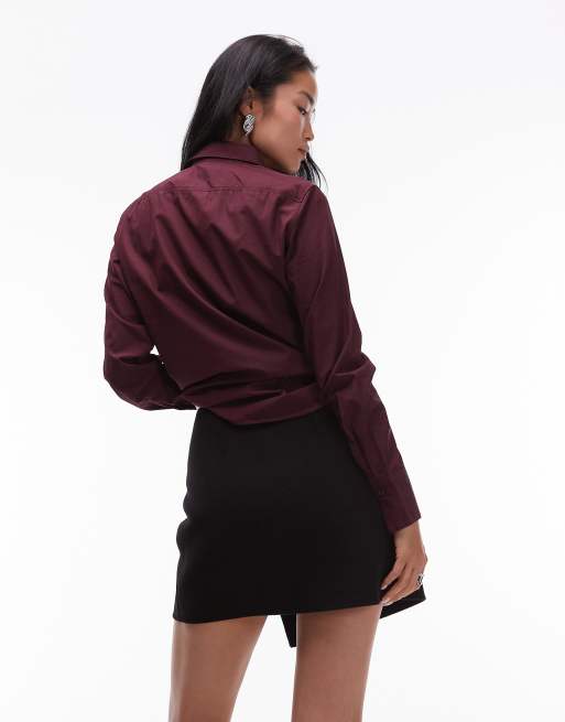 ARKET hairy wool mini wrap skirt in black