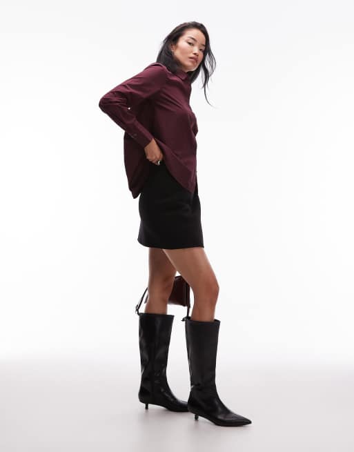 ARKET hairy wool mini wrap skirt in black