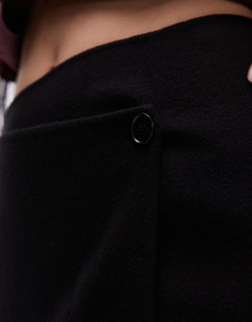 ARKET hairy wool mini wrap skirt in black, 5 of 5