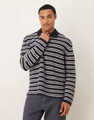 Arket Half Button Oversized Polo Sweater In Black