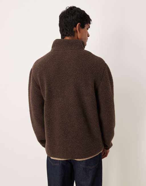 ARKET half zip fleece in chocolate brown , 3 of 5