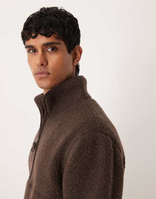 ARKET half zip fleece in chocolate brown , 4 of 5