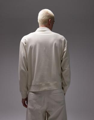 ARKET HALF ZIP JERSEY TOP WITH POLO COLLAR 