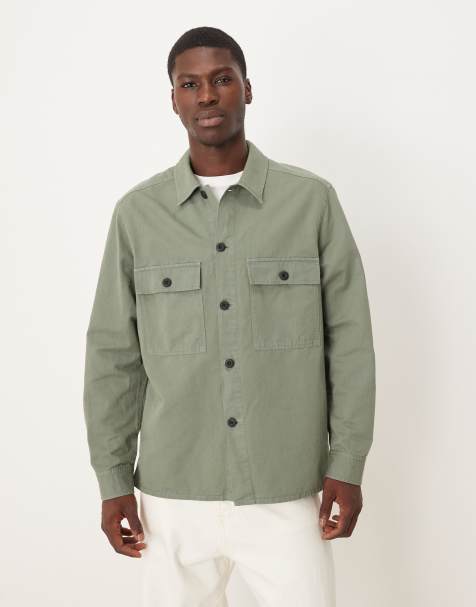 ARKET hammered tech overshirt in khaki green