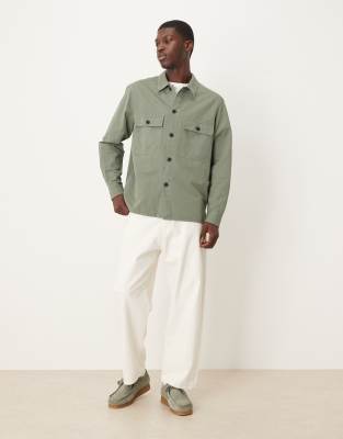 Arket Hammered Tech Overshirt In Green
