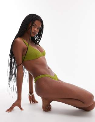 ARKET - Haut de bikini structuré à col V à assortir - Vert-jaune-Violet