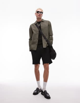 ARKET HEAVY POPLIN OVERSHIRT WITH BUTTON FRONT 