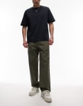 [Arket] ARKET heavy poplin pants with button front in khaki-Green 46 BLACK