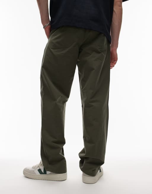 ARKET heavy poplin pants with button front in khaki, 2 of 5