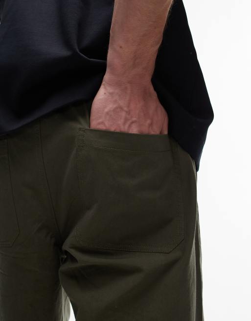 ARKET heavy poplin pants with button front in khaki, 3 of 5
