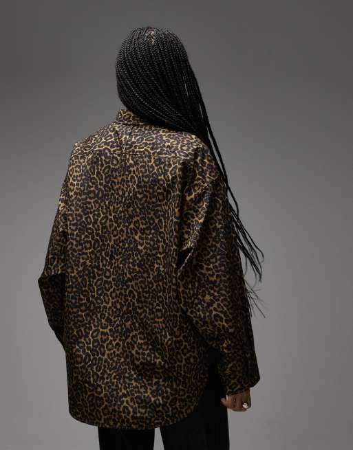 ARKET heavyweight batwing shirt in leo print, 3 of 4