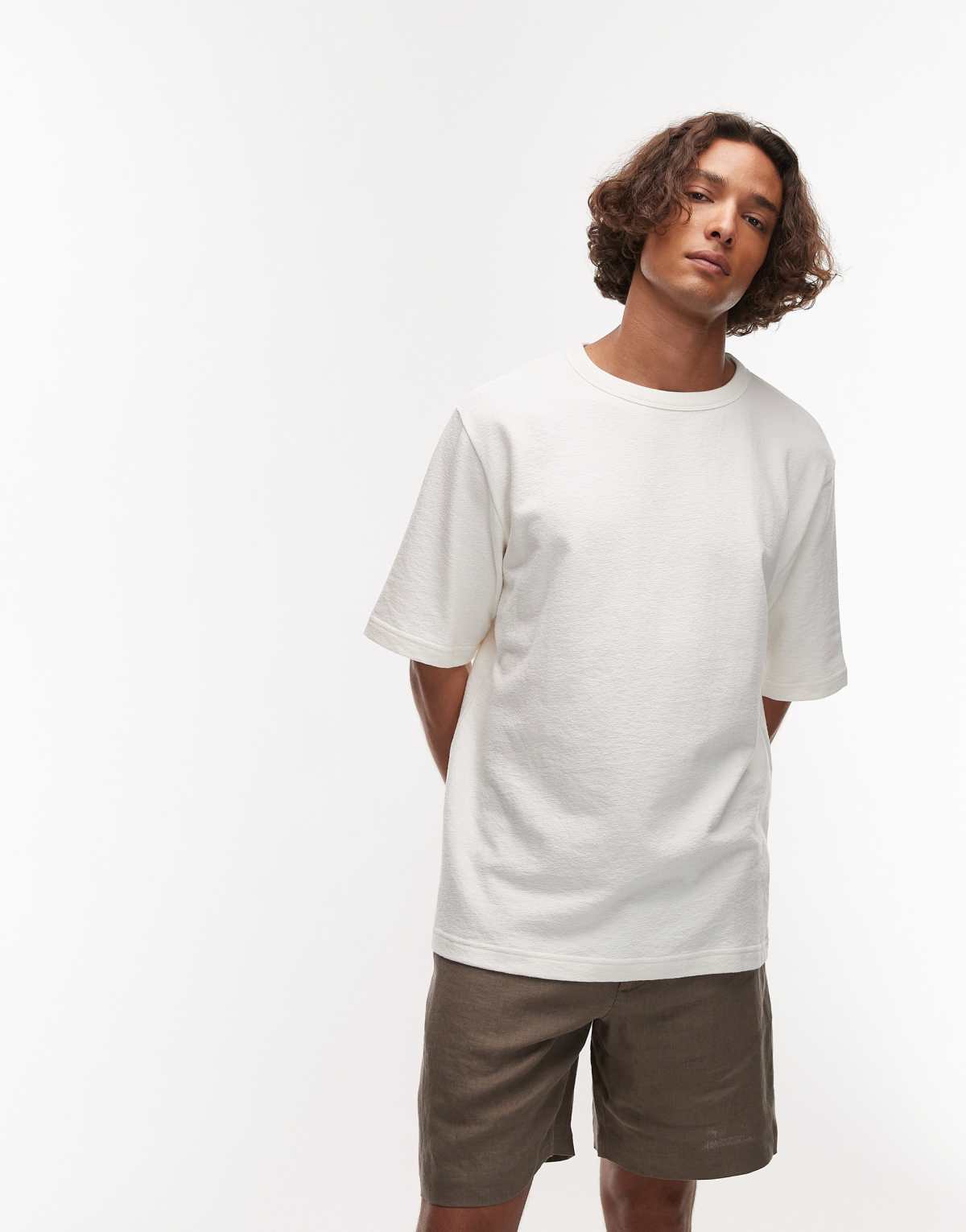 ARKET heavyweight boucle jersey oversized t-shirt in white