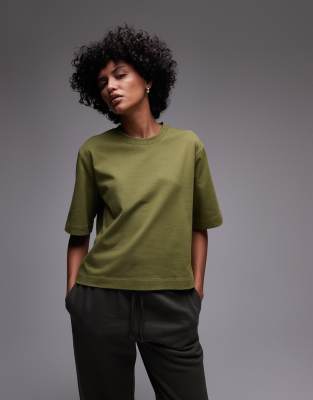 Arket heavyweight boxy t-shirt in khaki green