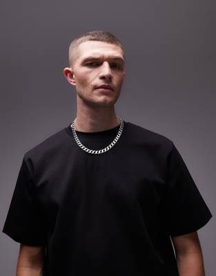 heavyweight interlock jersey oversized T-shirt in black