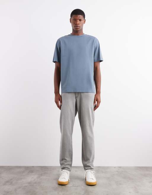 ARKET heavyweight interlock jersey oversized t-shirt in blue, 2 of 5