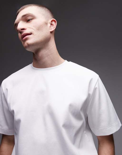 ARKET heavyweight interlock jersey oversized t-shirt in white, 3 of 4