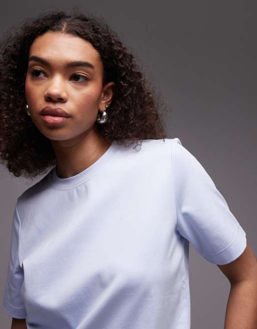 ARKET heavyweight jersey boxy T-shirt in blue, 3 of 4