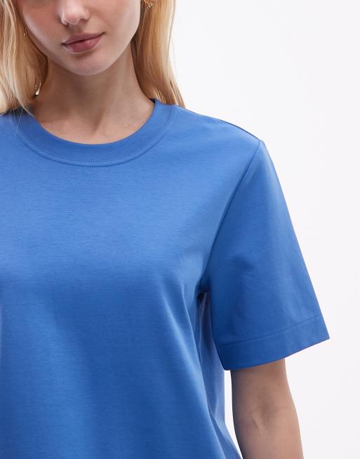 ARKET heavyweight jersey boxy t-shirt in blue, 3 of 4