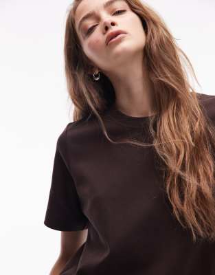Arket Heavyweight Jersey Boxy T-shirt In Brown