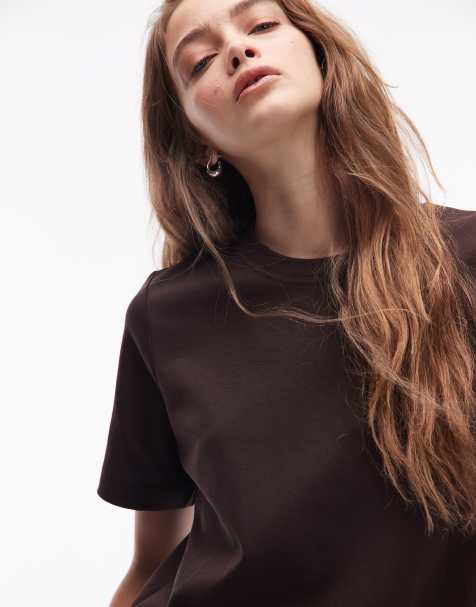 ARKET heavyweight jersey boxy t-shirt in brown - view 1