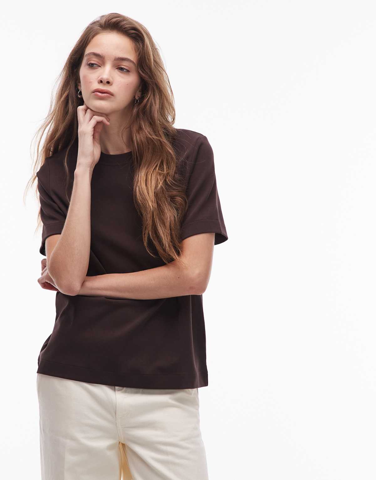 ARKET heavyweight jersey boxy t-shirt in brown