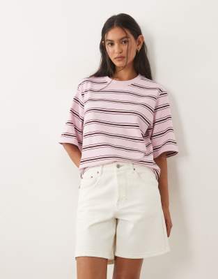 Arket Heavyweight Jersey Boxy T-shirt In Pink