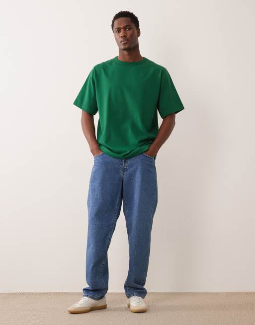 ARKET heavyweight jersey oversized t-shirt in green, 2 of 5