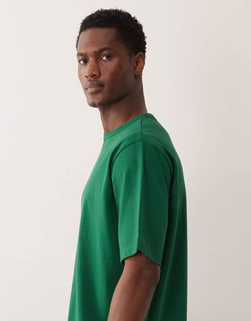 ARKET heavyweight jersey oversized t-shirt in green, 4 of 5