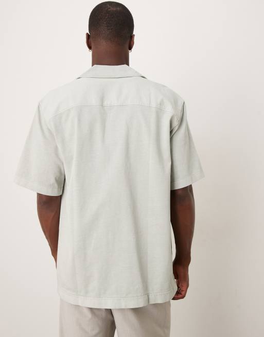 ARKET heavyweight jersey short sleeve shirt in light turquoise blue, 4 of 4