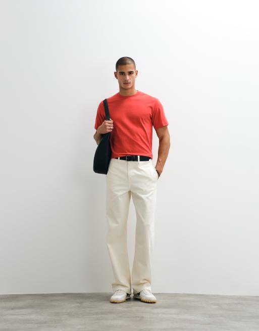 ARKET heavyweight jersey t-shirt in brick red, 4 of 5