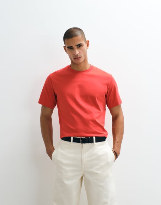 ARKET heavyweight jersey t-shirt in brick red, 5 of 5