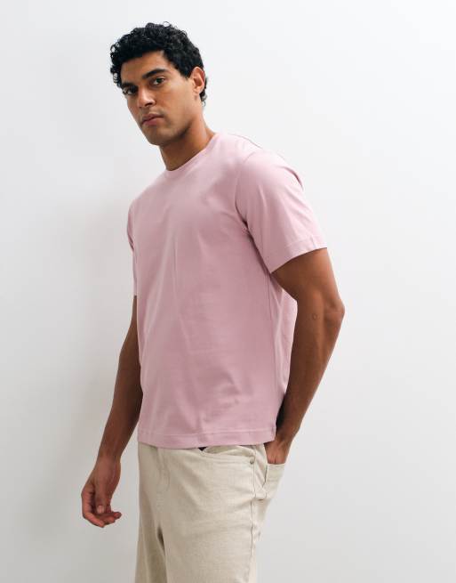 ARKET heavyweight jersey t-shirt in dusty pink, 3 of 5