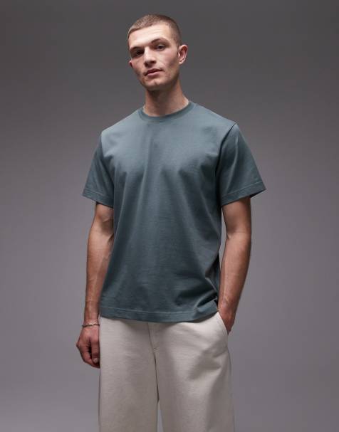 ARKET heavyweight jersey t-shirt in green - view 1