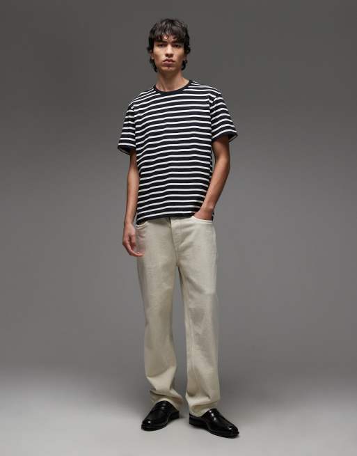 ARKET heavyweight oversized T-shirt in blue and white stripes, 2 of 5