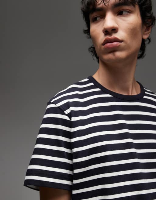 ARKET heavyweight oversized T-shirt in blue and white stripes, 5 of 5