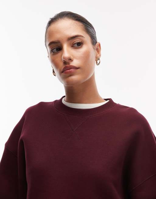 ARKET heavyweight terry  oversized sweatshirt in burgundy wine , 2 of 4