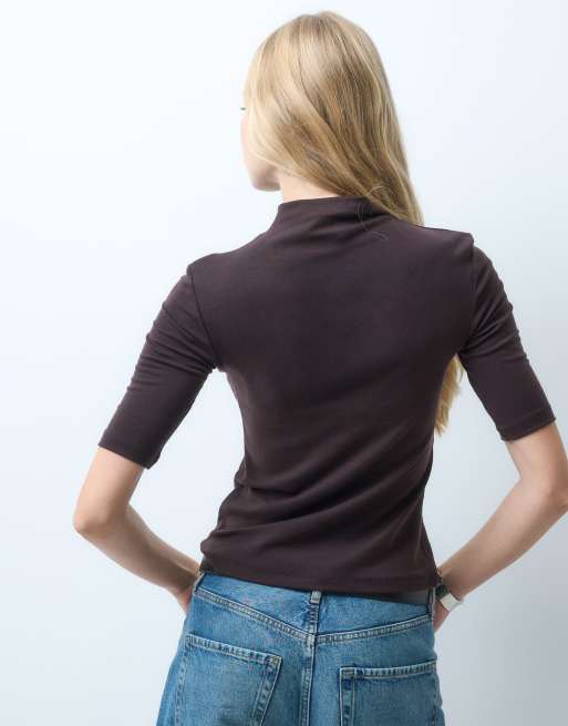ARKET high neck ribbed top in black, 4 of 4
