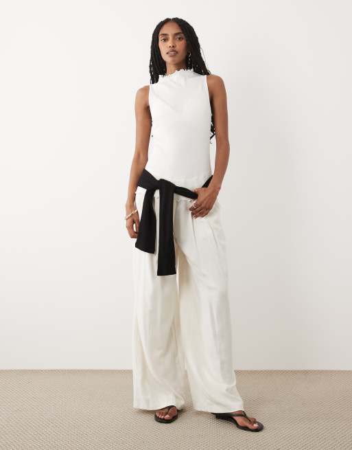 ARKET high neck sleeveless crinkle top in white, 2 of 4