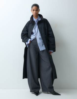 Arket High Neck Wool Cardigan In Gray