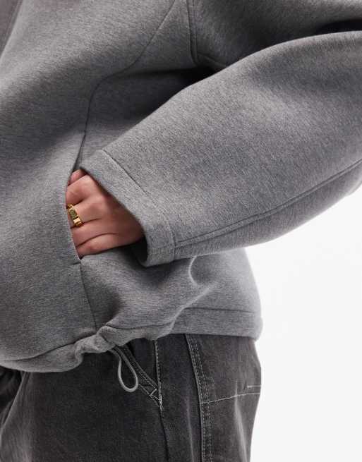 ARKET high neck zip up jacket in scuba-style fabric in grey