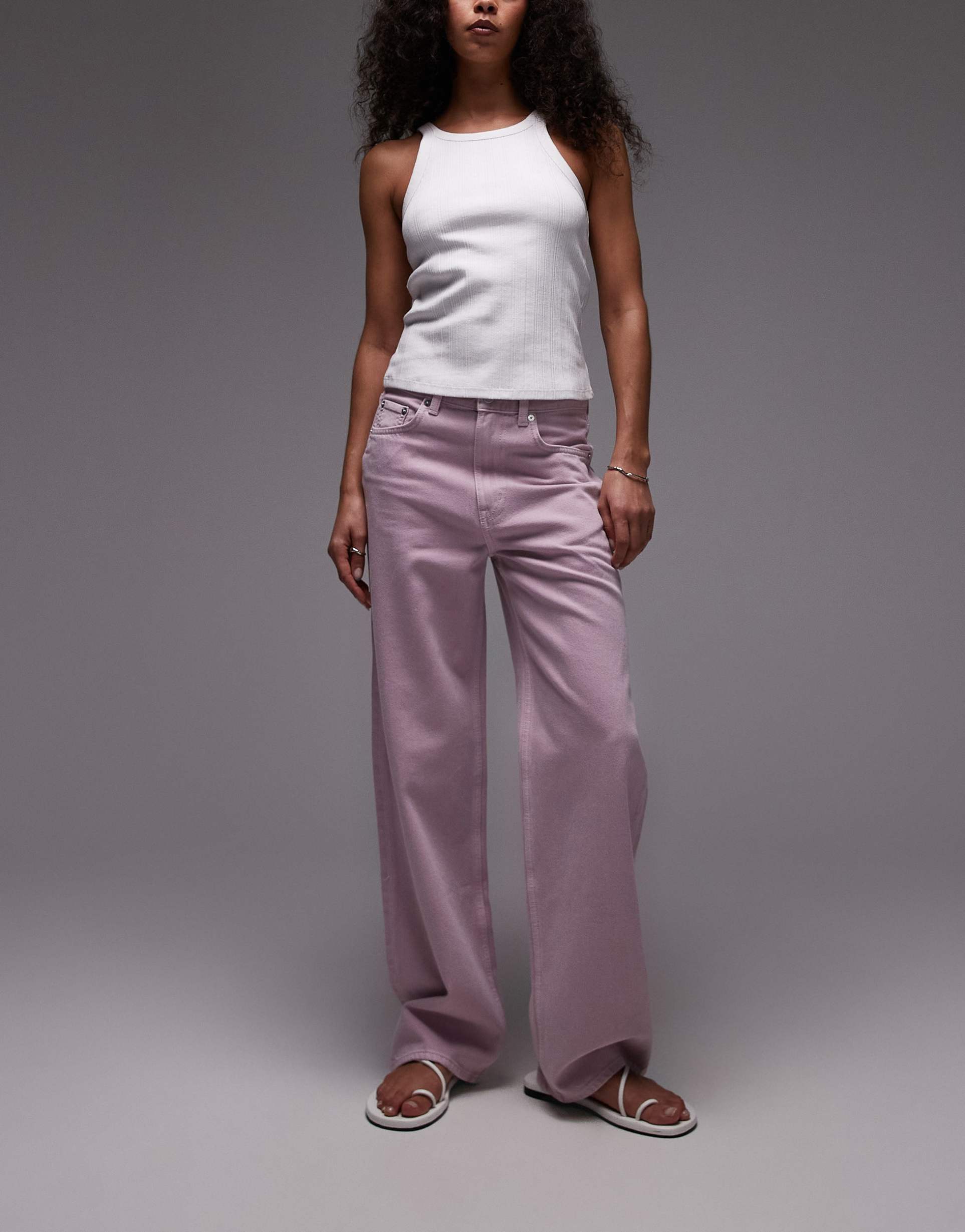 arket high waist relaxed leg jeans in lilac