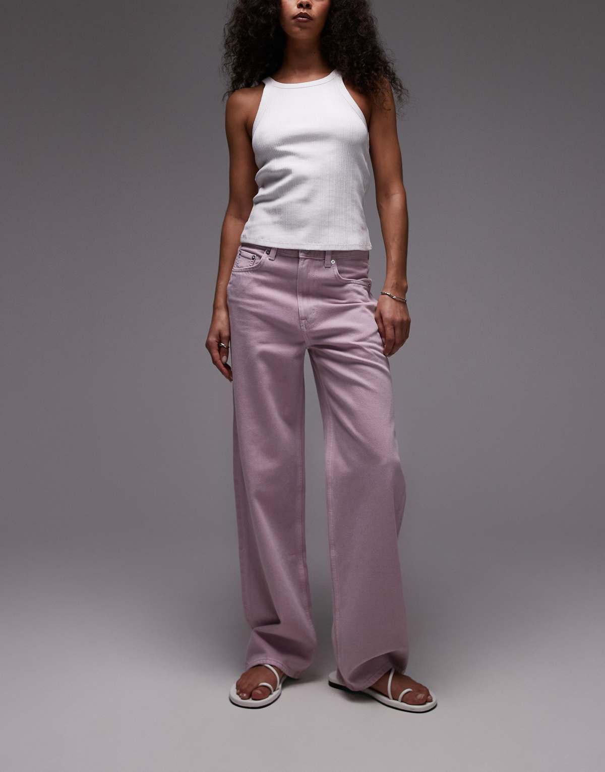 ARKET  high waist relaxed leg jeans in washed pink