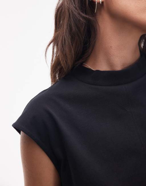 ARKET – Hochgeschlossenes Minikleid in Schwarz aus reiner Baumwolle mit Kappärmeln, 2 von 4