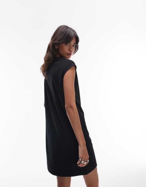 ARKET – Hochgeschlossenes Minikleid in Schwarz aus reiner Baumwolle mit Kappärmeln, 4 von 4
