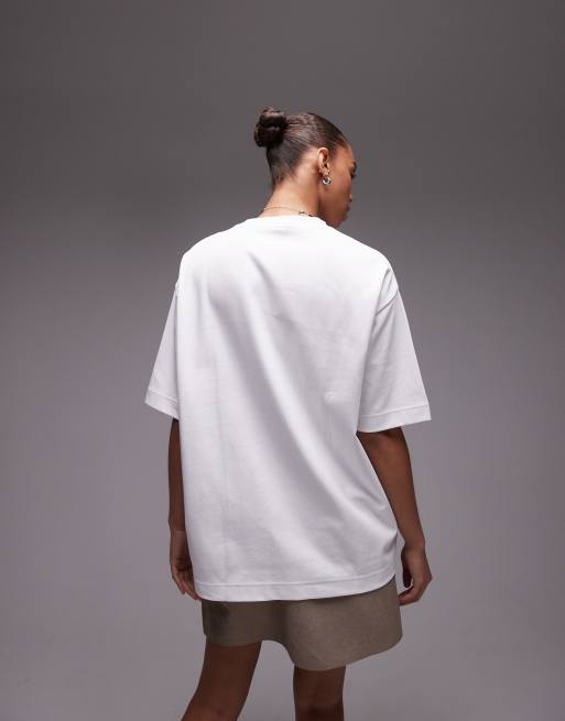 ARKET interlock longline short sleeve t-shirt in white, 3 of 4