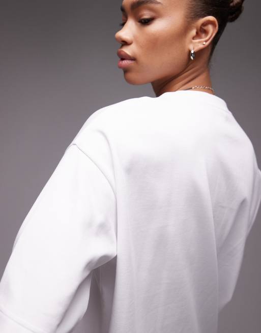 ARKET interlock longline short sleeve t-shirt in white, 4 of 4