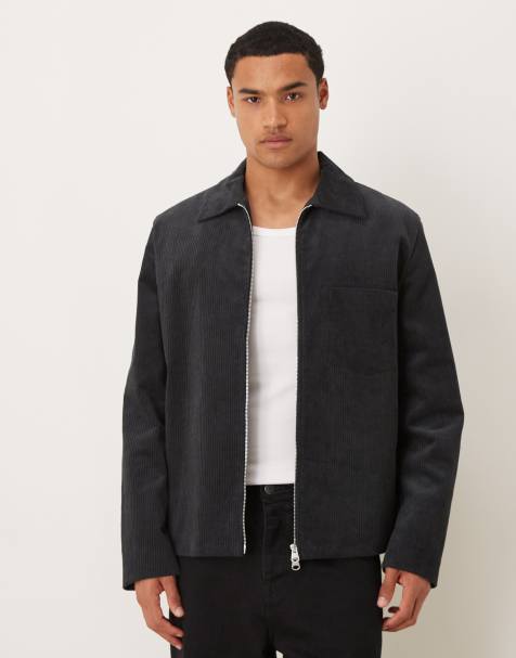 ARKET – Jacke aus Cord in Marineblau mit Reißverschluss und Tasche vorne - view 1
