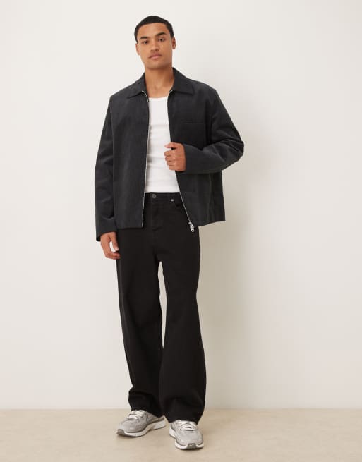 ARKET – Jacke aus Cord in Marineblau mit Reißverschluss und Tasche vorne, 2 von 5
