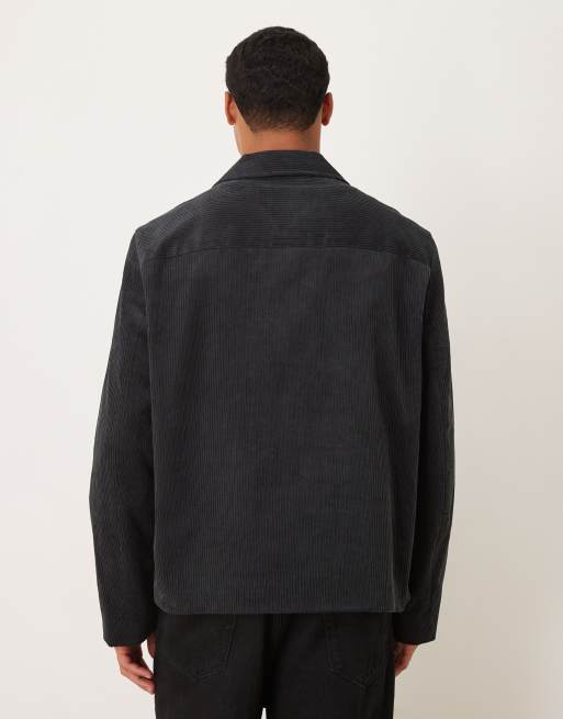 ARKET – Jacke aus Cord in Marineblau mit Reißverschluss und Tasche vorne, 3 von 5
